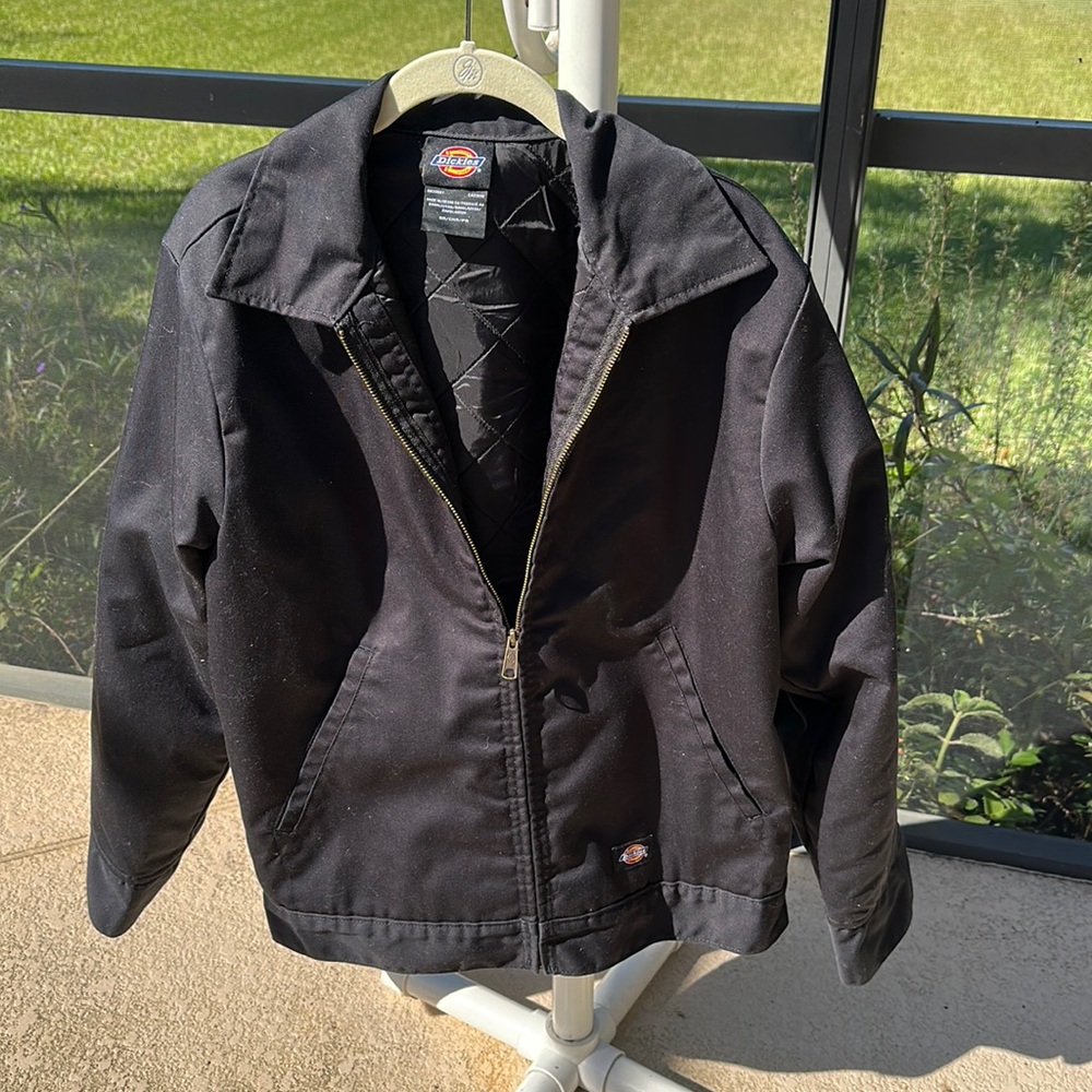 Dickies Black Durable Heavyweight Cotton Quilt Lined Zip Up Jacket SR